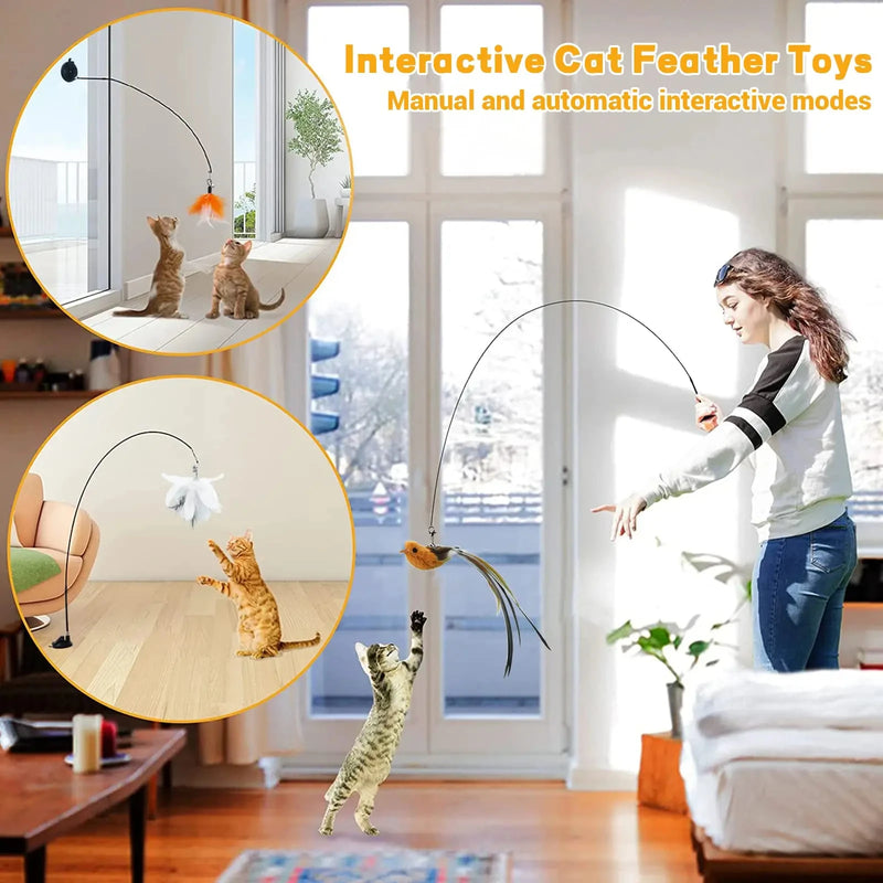 Cats Toys Feathers Wand Interactive Toy