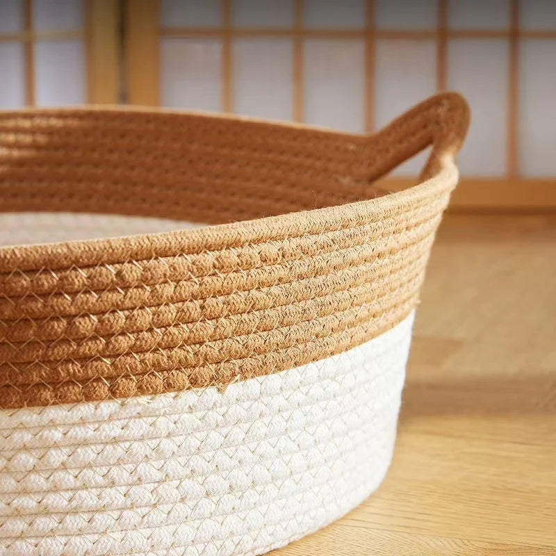 Pet Cat Bed Round Hand Woven Rattan Cat Beds