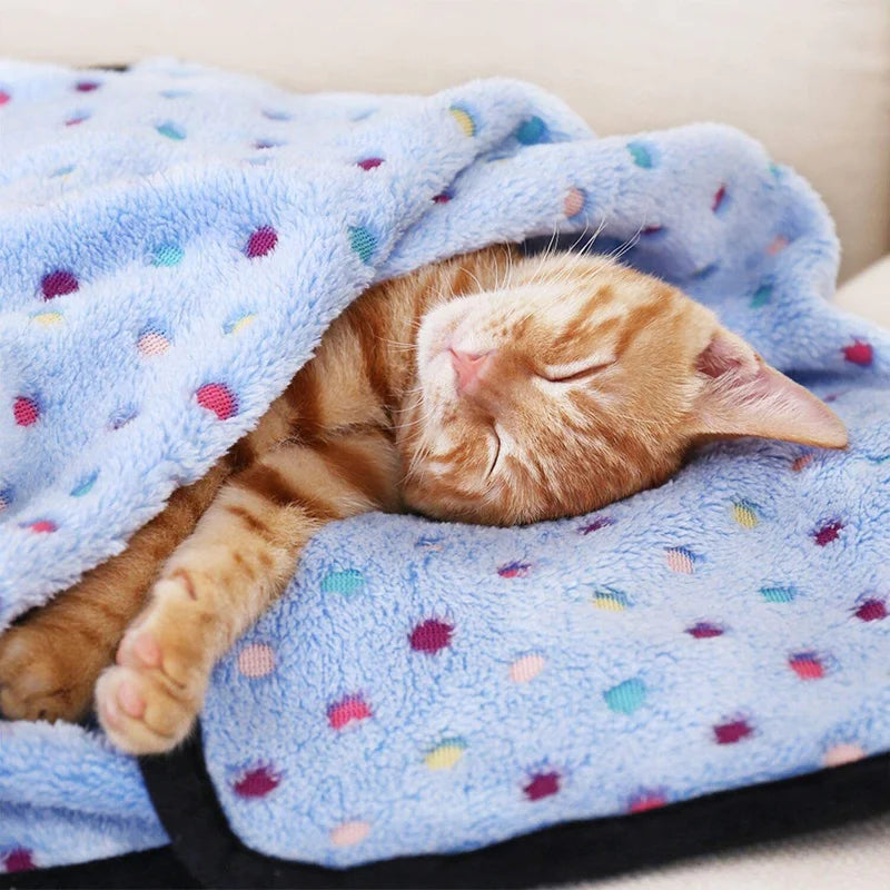 Soft Fluffy Pet Blanket Cute Dot Pattern Cozy Warm